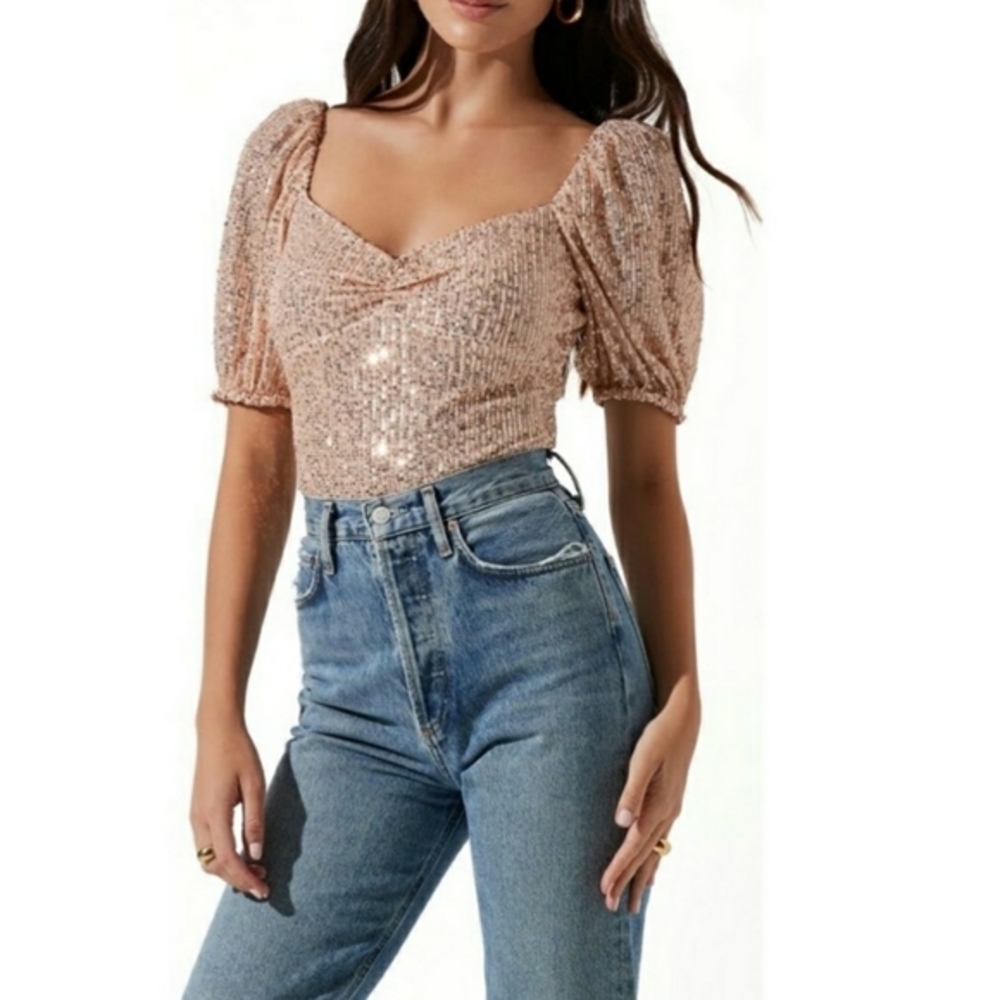 ASTR THE LABEL Women's Sequin Cinch Bust‎ Top Size M NWT - Picture 4 of 4